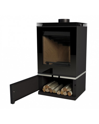 POÊLE À BOIS AVEC TURBINES LOUVRE COULEUR NOIR 11 KW